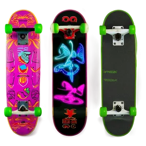 Neon Light Skateboard Deck PNG 06282024
