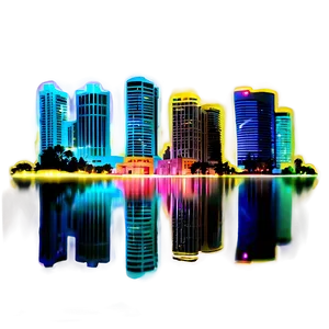 Neon Lights Miami Skyline Png 88 PNG image