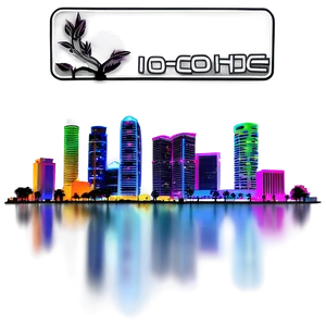 Neon Lights Miami Skyline Png Kfu PNG image