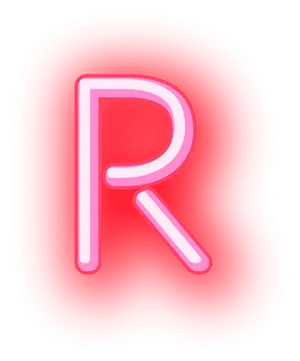 Neon Lit Letter R Symbol PNG image