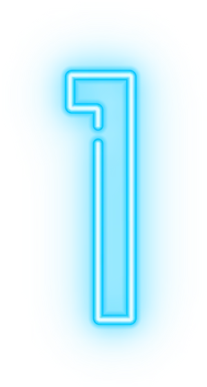 Neon_ Number_ One_ Blue_ Background PNG image