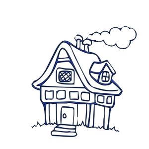 Neon Outline Cottage Illustration