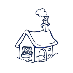 Neon Outline Cottage Illustration