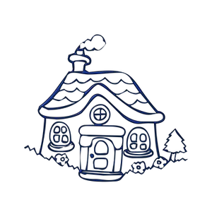 Neon Outline Cottage Illustration