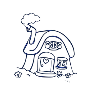 Neon Outline Cottage Illustration