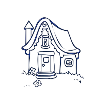 Neon Outline Cottage Illustration