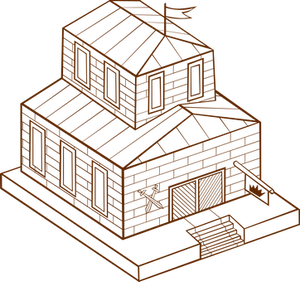 Neon Outline House Illustration