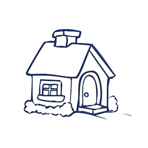 Neon Outline Houseon Black Background