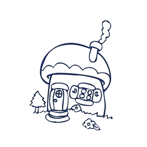 Neon Outline Mushroom House
