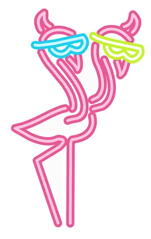 Neon Outlined Flamingo Decal PNG image