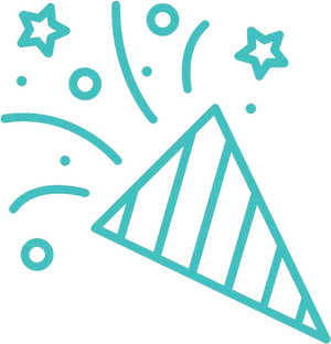Neon Party Popper Vector PNG