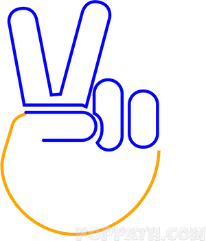 Neon Peace Sign Hand Gesture