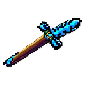 Neon Pixelated Sword PNG 06242024