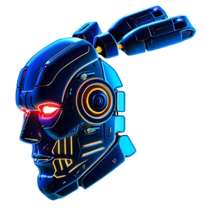 Neon Robot Head PNG 06212024