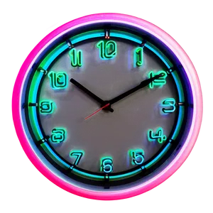 Neon Wall Clock PNG Gsw57