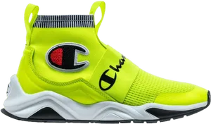 Neon Yellow High Top Sneaker PNG image