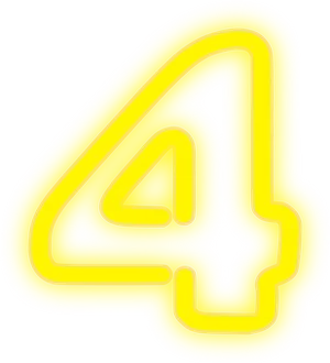 Neon Yellow Number Four PNG image