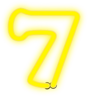 Neon Yellow Number Seven PNG image