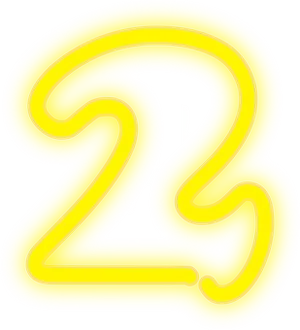 Neon Yellow Number Two PNG image