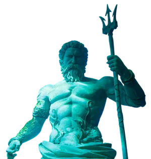 Neptune Statue Blue Illumination