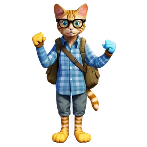 Nerd Cat Character Png 05232024 PNG image