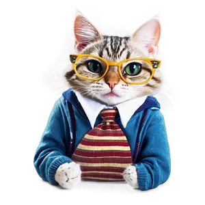 Nerd Cat Character Png 12 PNG image