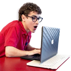 Nerd With Laptop Png Wbp PNG image