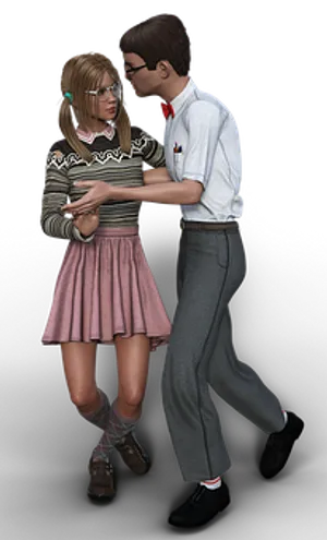 Nerdy Couple First Kiss PNG image