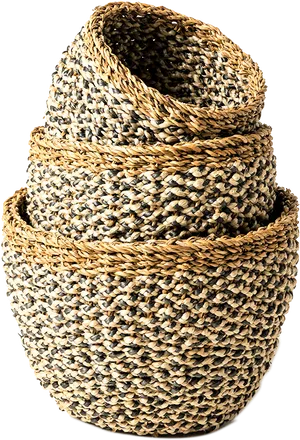 Nested Woven Baskets Set PNG