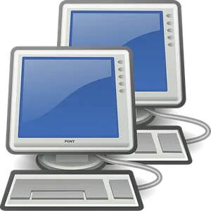 Networked Computer Illustration PNG