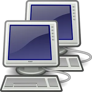 Networked Computer Illustration PNG