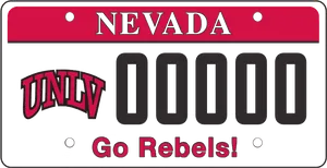 Nevada U N L V Specialty License Plate PNG image