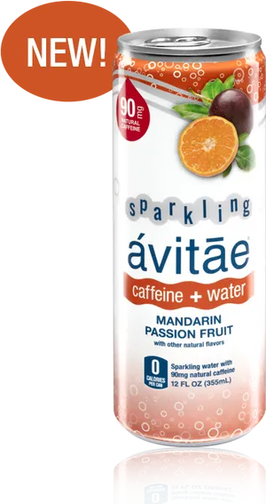 New Avitae Sparkling Caffeinated Water Mandarin Passion Fruit PNG