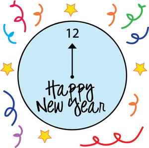 New Year Celebration Clock PNG image