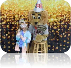 New Year Celebrationwith Mascotand Child PNG image