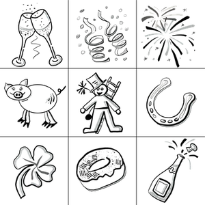 New Year Fireworks Icon Set PNG image