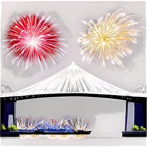New Year Fireworks Over Bridge PNG 05212024