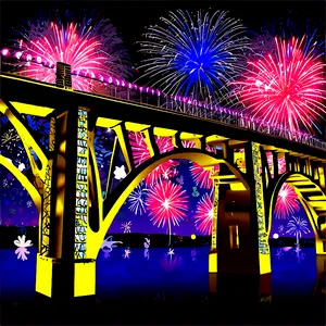 New Year Fireworks Over Bridge Png 05212024 PNG image