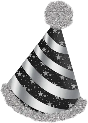 New Year Party Hat Black Silver Design PNG image