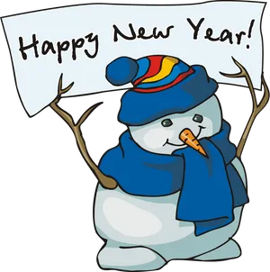 New Year Snowman Celebration PNG image