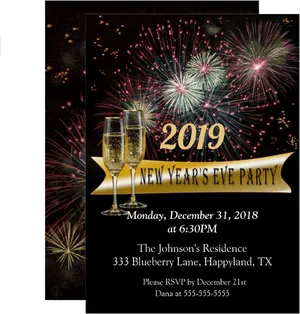 New Years Eve Party Invitation2019 PNG image