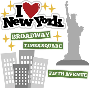 New York City Landmarks Illustration PNG image