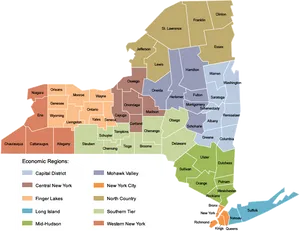 New York State Economic Regions Map PNG image