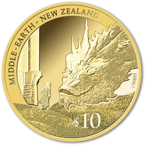New Zealand Middle Earth10 Dollar Coin PNG