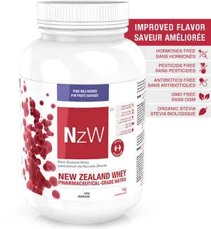 New Zealand Whey Protein Powder Bottle PNG image
