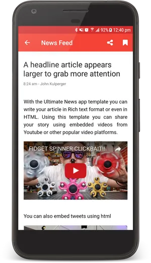 News App Interface Fidget Spinner Article PNG image