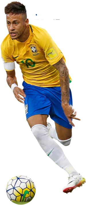 Neymar Brazilian Soccer Player Dribbling PNG image