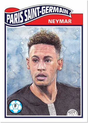 Neymar P S G Portrait Card PNG image