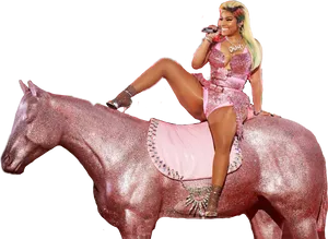 Nicki Minaj Pink Glitter Horse Performance PNG image