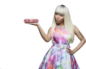 Nicki Minaj Presenting Pink Speaker PNG image